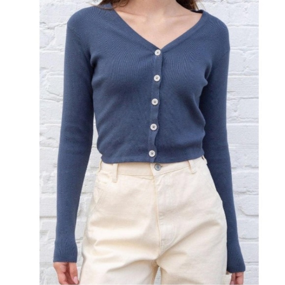 Brandy Melville Tops - Brandy Melville Blue Jumper Cardigan Cropped